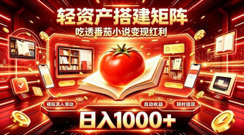 轻资产搭建矩阵，吃透番茄小说变现红利，日入1000+，支持无限矩阵放大【揭秘】 三零资源-三零资源