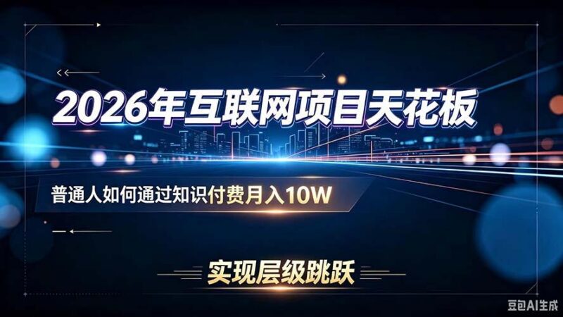 2026年互联网项目天花板:普通人如何通过知识付费月入10W,实现层级跳跃 三零资源-三零资源