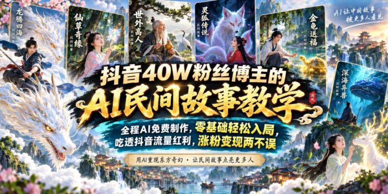 抖音40W粉丝博主的AI民间故事教学,全程AI免费制作,零基础轻松入局,吃透抖音流量红利,涨粉变现两不误 三零资源-三零资源