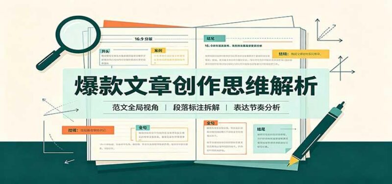 爆款文章创作思维解析：全局视角拆解范文，梳理行文逻辑，搭配真实拆文实操案例 三零资源-三零资源
