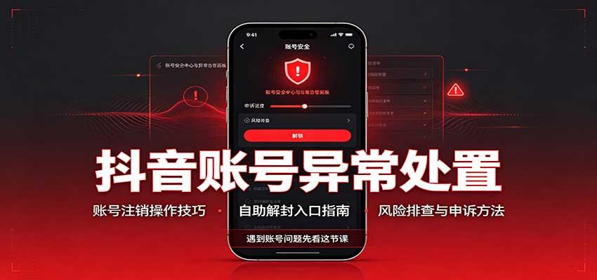 抖音账号异常处置,账号注销操作技巧,自助解封入口
