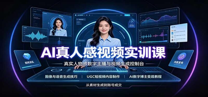 AI真人感视频实训课：图像语音生成，UGC内容制作，AI数字博主变现教程 三零资源-三零资源