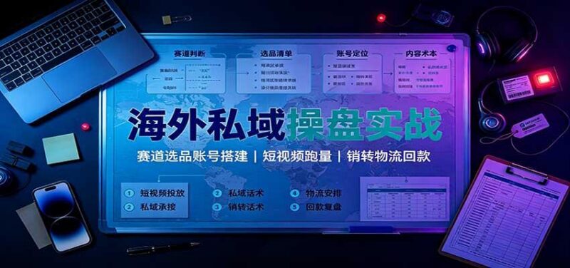 海外私域操盘实战:赛道选品账号搭建,短视频跑量,销转物流回款 三零资源-三零资源