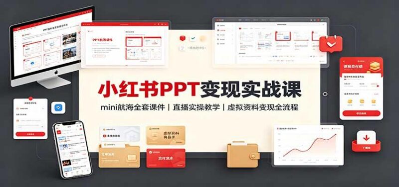 小红书PPT变现实战课:mini航海全套课件+直播实操教学,虚拟资料变现全流程 三零资源-三零资源