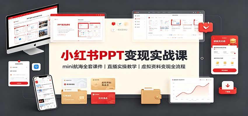 小红书PPT变现实战课:mini航海全套课件+直播实操教学,虚拟资料变现全流程