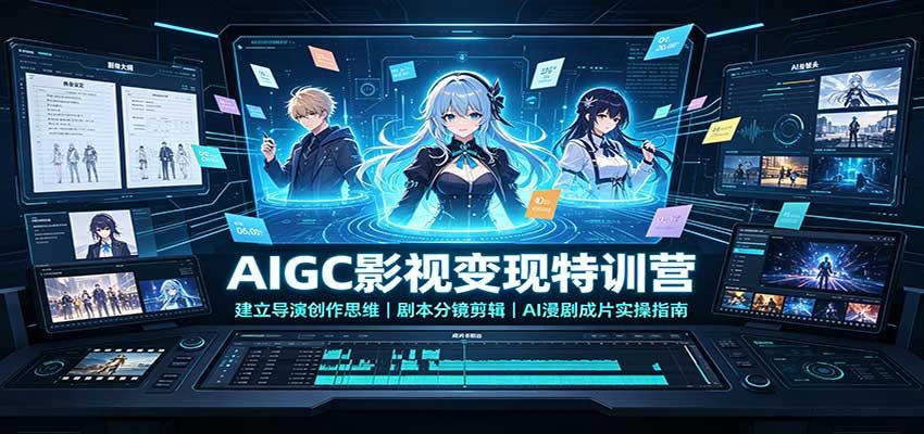 AIGC影视变现特训营:建立导演创作思维,剧本分镜剪辑,AI漫剧成片实操指南