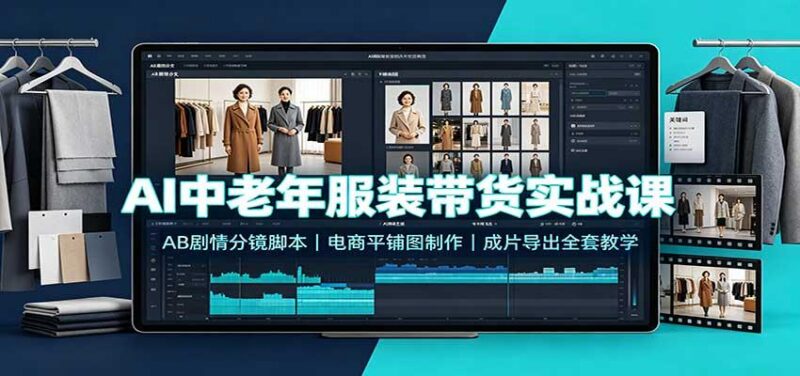 AI中老年服装带货实战课:AB剧情分镜脚本,电商平铺图制作,成片导出全套教学 三零资源-三零资源