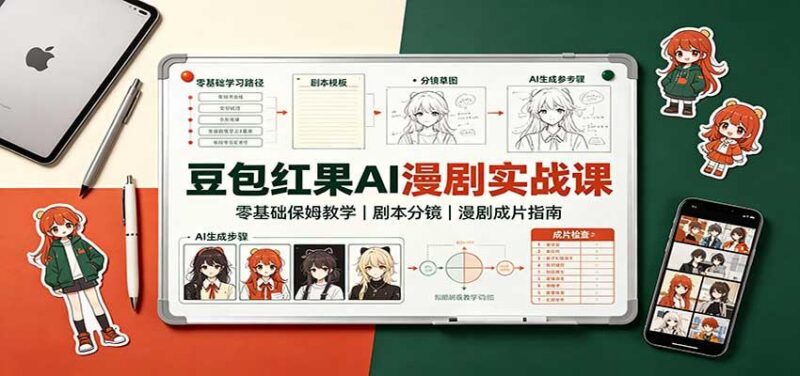 豆包红果AI漫剧实战课:零基础保姆教学,剧本分镜,漫剧成片指南 三零资源-三零资源