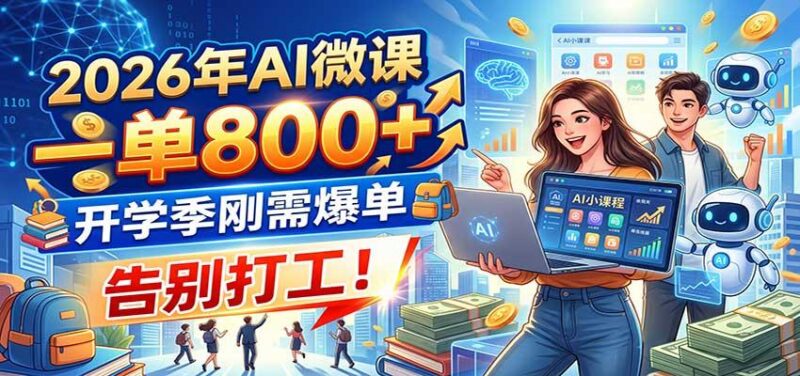 2026年AI微课,一单800+,开学季刚需爆单,告别打工! 三零资源-三零资源