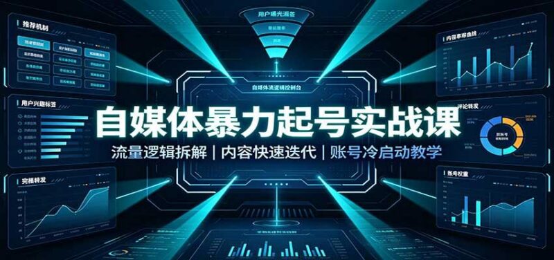 自媒体暴力起号实战课:流量逻辑拆解,内容快速迭代,账号冷启动教学