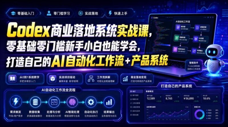 Codex商业落地系统实战课，零基础零门槛新手小白也能学会，打造自己的AI自动化工作流+产品系统(更新) 三零资源-三零资源
