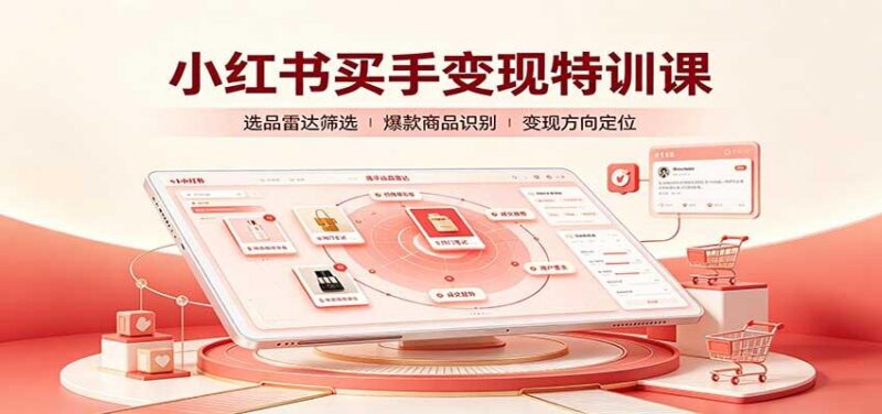 小红书买手变现特训课:账号定位养号起号,选品挂车,笔记标题封面全套教学 三零资源-三零资源