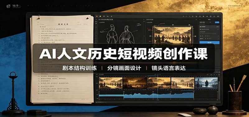 AI人文历史短视频创作课:赛道对标、剧本分镜制图,掌握视频完整产出流程 三零资源-三零资源