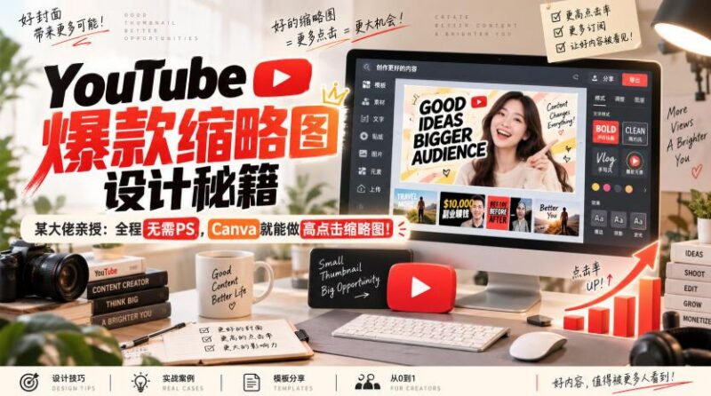 YouTube爆款缩略图设计秘籍,某油管大佬(610万订阅者)亲授,全程无需PS,Canva就能做高点击缩略图!【原创双语字幕】 三零资源-三零资源
