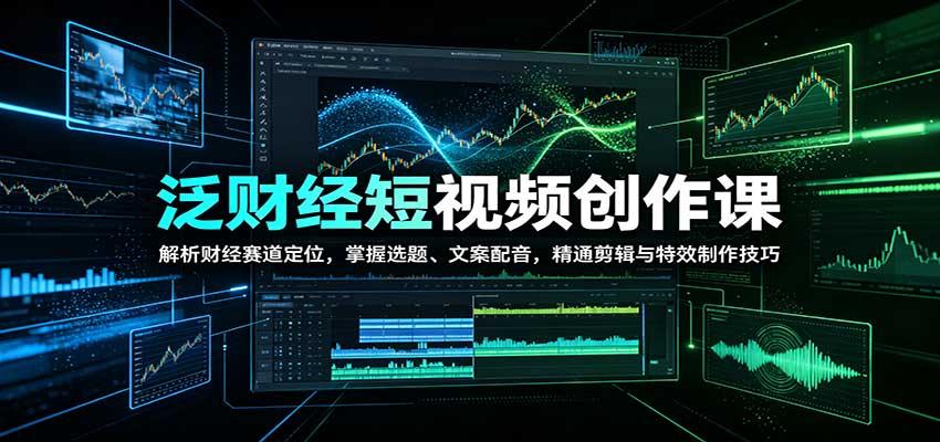 泛财经短视频创作课:解析财经赛道定位,掌握选题、文案配音,精通剪辑与特效制作技巧