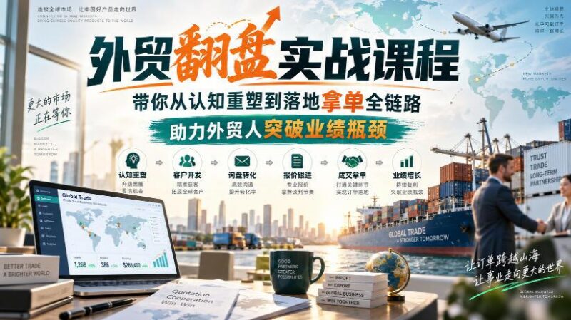 外贸翻盘实战课程，带你从认知重塑到落地拿单全链路，助力外贸人突破业绩瓶颈-三零资源
