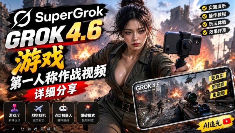 Grok 4.6也能做游戏?第一人称作战视频实测|玩法详细讲解 三零资源-三零资源