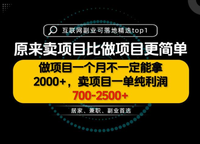 一单利润700-2.5K+,为什么我们要卖项目而不是做项目,我们普通人应该怎样开始?【揭秘】