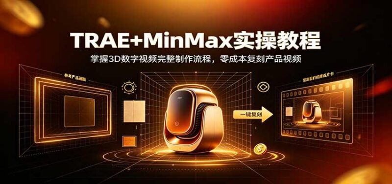 TRAE+MinMax实操教程:3D数字视频完整制作流程,零成本复刻产品视频 三零资源-三零资源