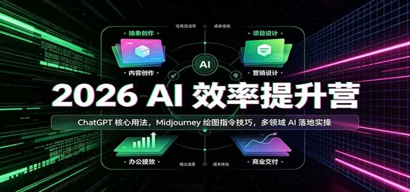 2026 AI效率提升营:ChatGPT核心用法,Midjourney绘图指令技巧,多领域AI落地实操 三零资源-三零资源
