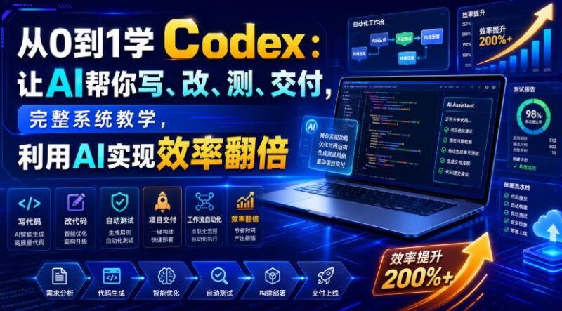 从0到1学Codex：让AI帮你写、改、测、交付，完整系统教学，利用AI实现效率翻倍(更新0918) 三零资源-三零资源