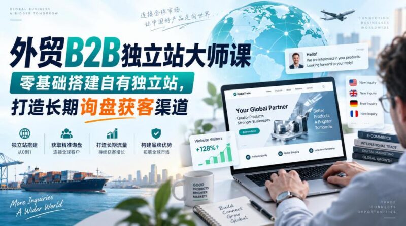 外贸B2B独立站大师课，零基础搭建自有独立站，打造长期询盘获客渠道-三零资源