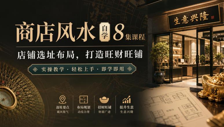 商店风水自学8集课程|店铺选址布局,打造旺财旺铺实操教学-三零资源