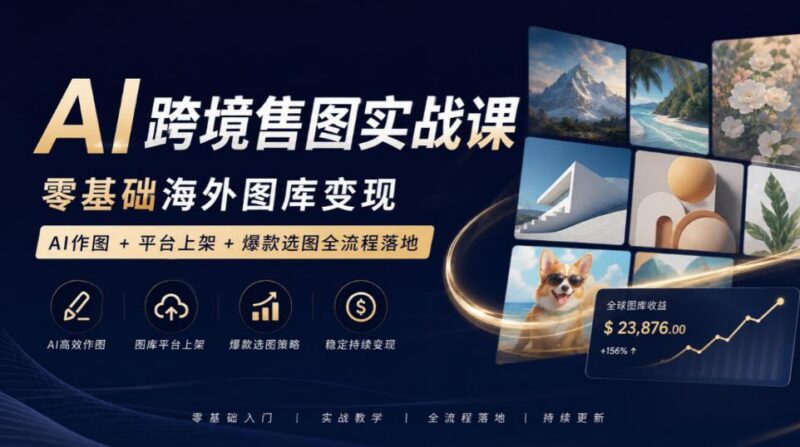 AI跨境售图实战课，零基础海外图库变现，AI作图+平台上架+爆款选图全流程落地-三零资源