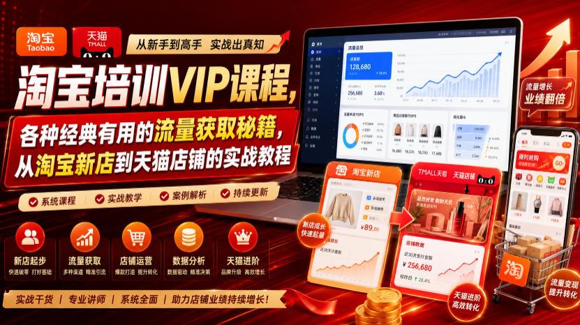 淘宝培训VIP课程，各种经典有用的流量获取秘籍，从淘宝新店到天猫店铺的实战教程(更新09月17日)