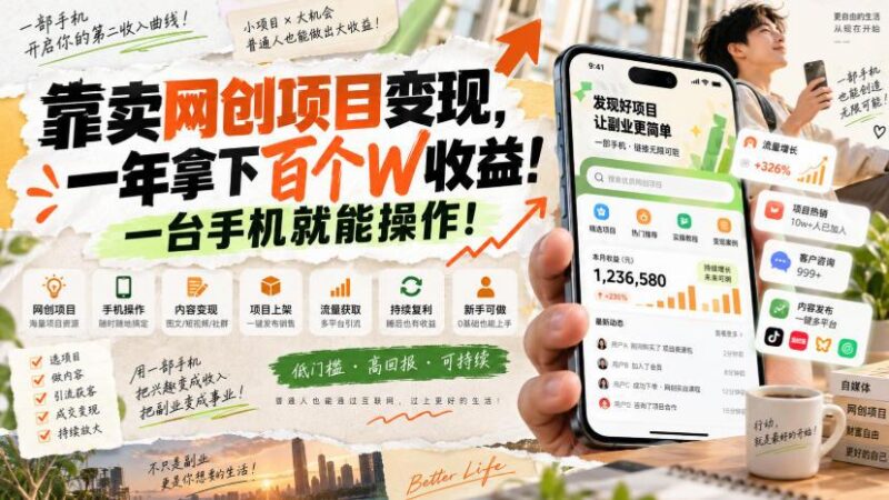 网创小程序虚拟资料变现，一年拿下百万收益，一部手机就可以做，0成本变现副业！ 三零资源-三零资源