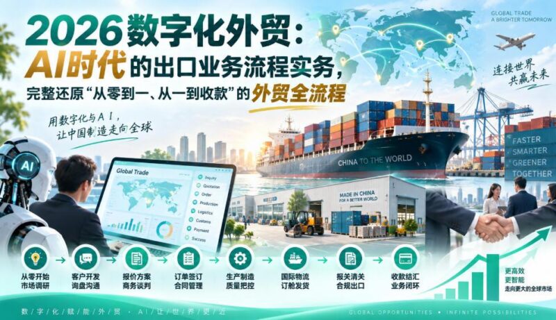 2026数字化外贸:AI时代的出口业务流程实务,完整还原”从零到一、从一到收款”的外贸全流程 三零资源-三零资源