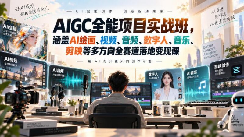 AIGC全能项目实战班，涵盖AI绘画、视频、音频、数字人、音乐、剪映等多方向全赛道落地变现课(更新) 三零资源-三零资源
