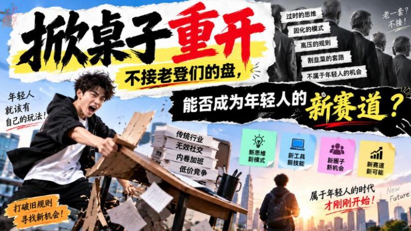某公众号付费文章：掀桌子重开，不接老登们的盘，能否成为年轻人的新赛道？ 三零资源-三零资源