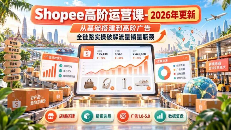 Shopee高阶运营课-更新9月,从基础搭建到高阶广告,全链路实操破解流量销量瓶颈-三零资源
