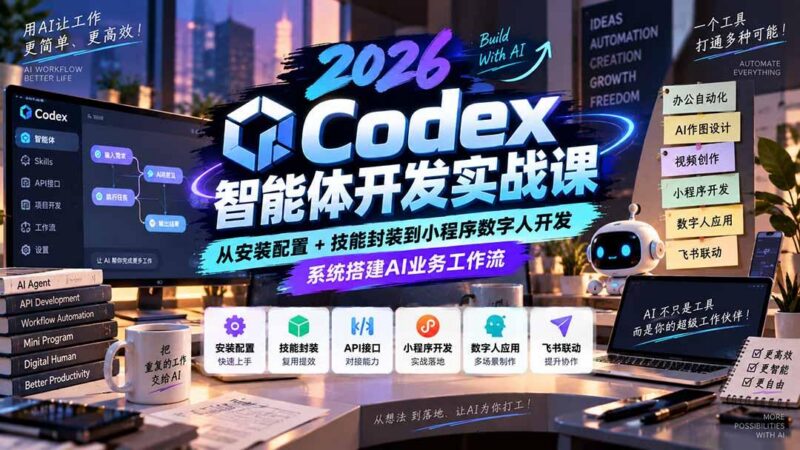 2026Codex智能体开发实战课:从安装配置+技能封装到小程序数字人开发,系统搭建AI业务工作流 三零资源-三零资源