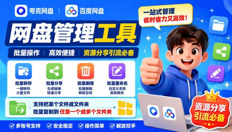 夸克网盘批量文件重命名,批量转存、批量分享、批量复制,内置AI功能 三零资源-三零资源