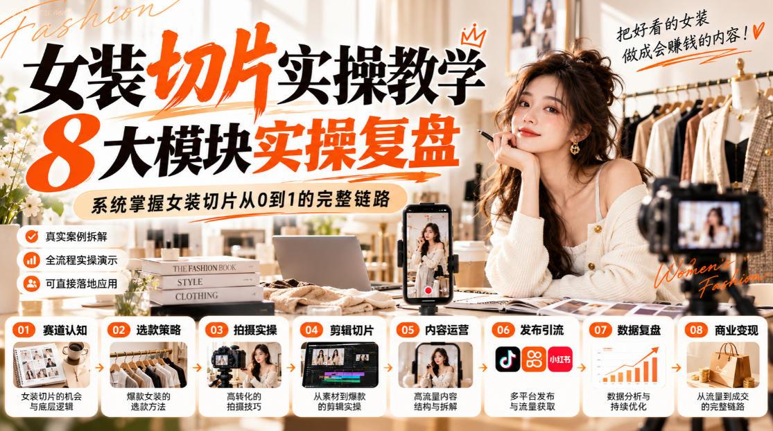 女装切片实操教学,8大模块实操复盘,系统掌握女装切片从0到1的完整链路 图1