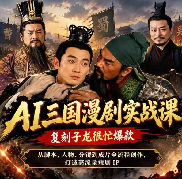 抖音14W粉博主同款AI三国漫剧实战课,复刻子龙很忙爆款,从脚本、人物、分镜到成片全流程创作,打造高流量短剧IP 图1
