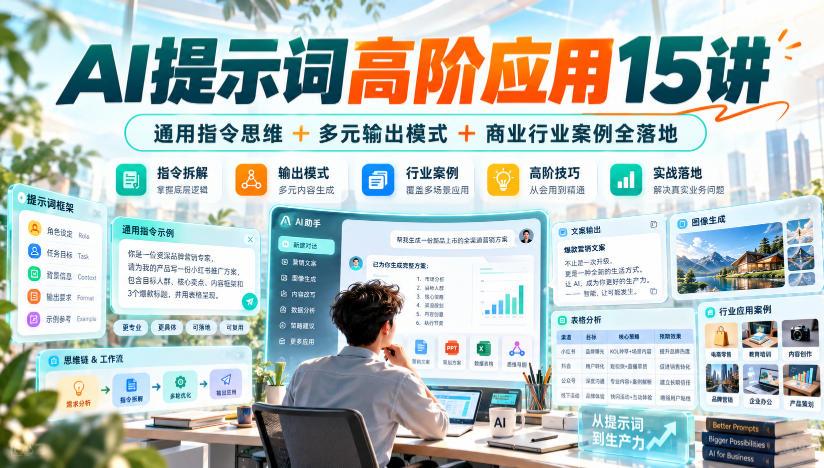 AI提示词高阶应用15讲|通用指令思维+多元输出模式+商业行业案例全落地 图1
