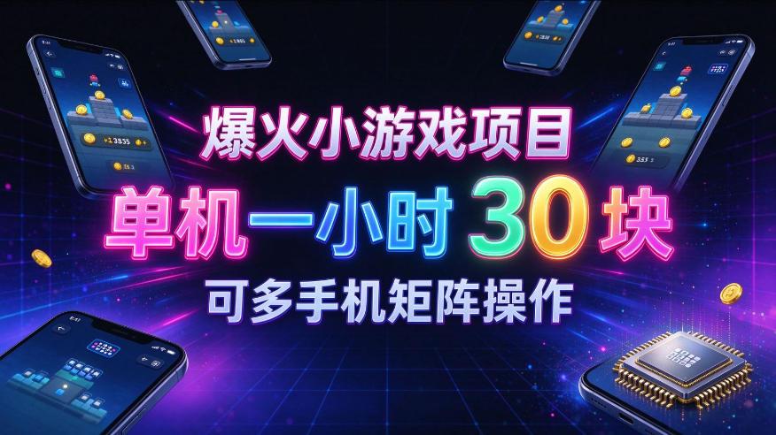 爆火小游戏撸金项目,实测单机一小时30+,可多手机矩阵操作,新手看完一遍就能上手【揭秘】 图1