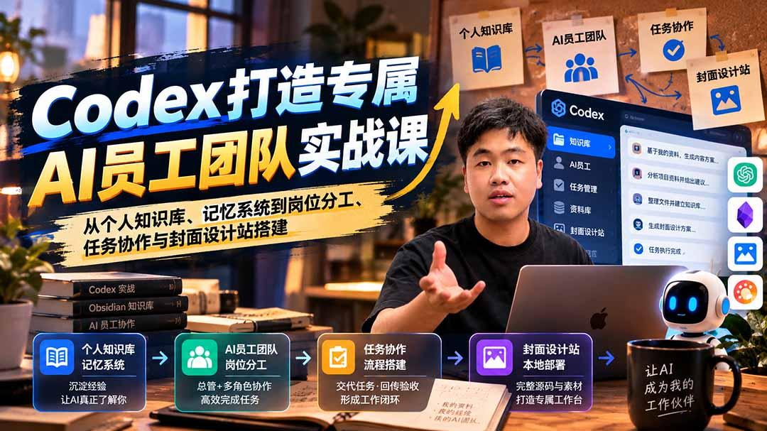 【无水印】Codex打造专属AI员工团队实战课:从个人知识库、记忆系统到岗位分工、任务协作与封面设计站搭建 图1