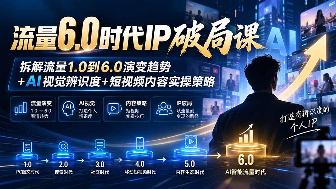 流量6.0时代IP破局课-更新：拆解流量1.0到6.0演变趋势+AI视觉辨识度+短视频内容实操策略 图1