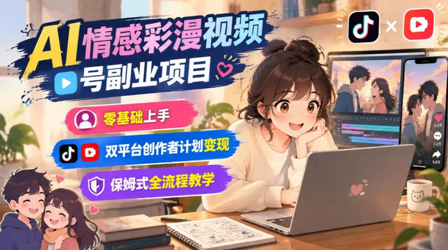 AI情感彩漫视频号副业项目，零基础上手，双平台创作者计划变现，保姆式全流程教学 图1