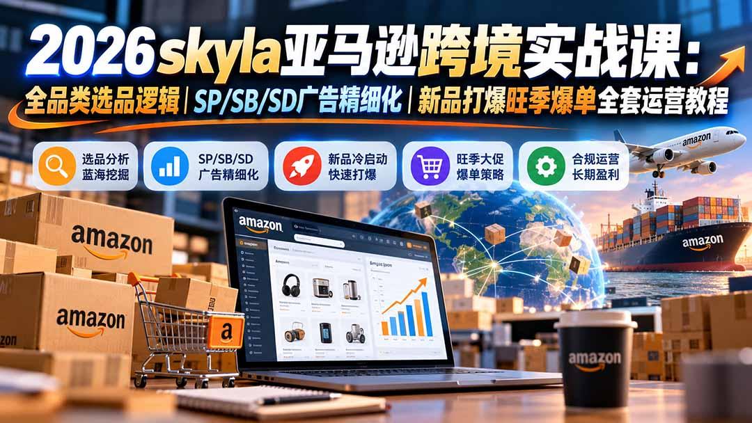 skyla亚马逊跨境实战课-更新1019:全品类选品逻辑|SP/SB/SD广告精细化|新品打爆旺季爆单全套运营教程 图1