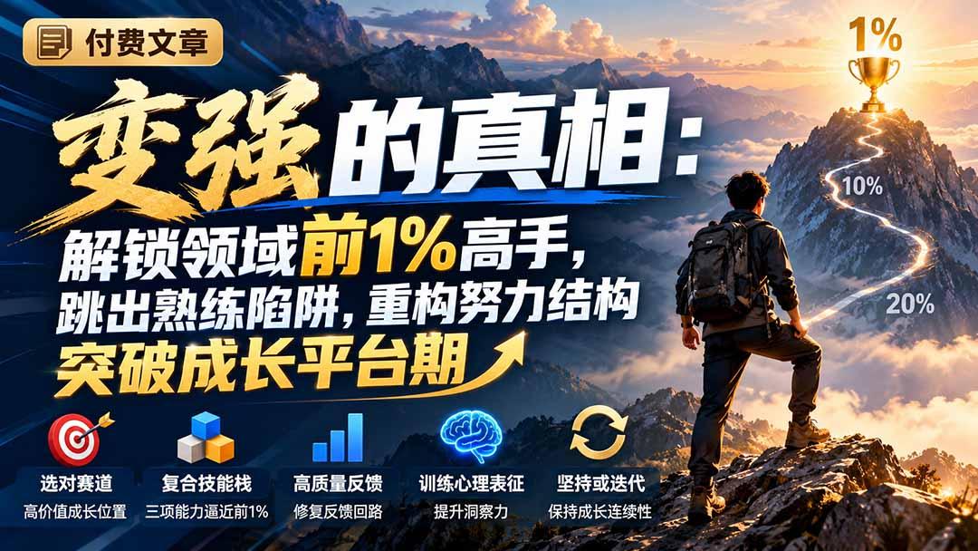 付费文章:变强的真相:解锁领域前1%高手,跳出熟练陷阱,重构努力结构突破成长平台期 图1