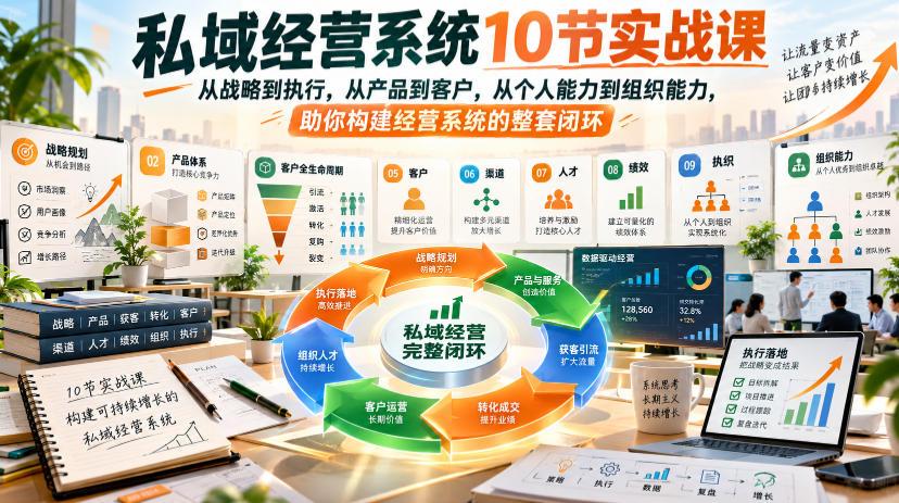 私域经营系统10节实战课,从战略到执行,从产品到客户,从个人能力到组织能力,助你构建经营系统的整套闭环(完整) 图1