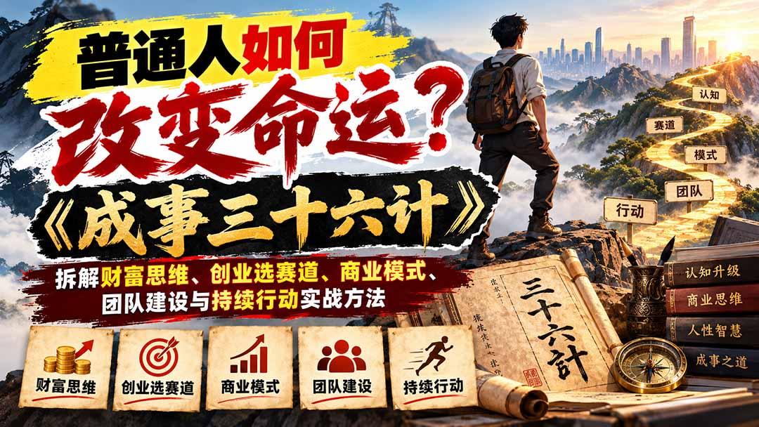 普通人如何改变命运?《成事三十六计》拆解财富思维、创业选赛道、商业模式、团队建设与持续行动实战方法 图1