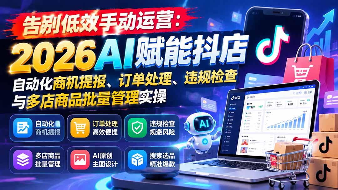 告别低效手动运营:2026AI赋能抖店自动化商机提报、订单处理、违规检查与多店商品批量管理实操 图1