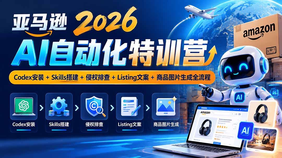亚马逊2026AI自动化-10月特训营：Codex安装+Skills搭建+侵权排查+Listing文案+商品图片生成全流程 图1