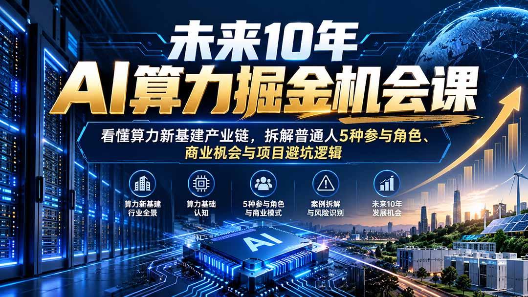 未来10年AI算力掘金机会课:看懂算力新基建产业链,拆解普通人5种参与角色、商业机会与项目避坑逻辑 图1